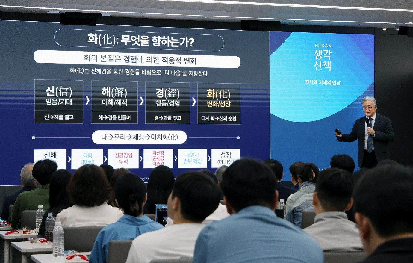최원호 대표가 생각산책 2부 ‘내 삶을 건너가는 법‘에서 강연하고 있다.